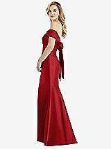 Front View Thumbnail - Garnet Off-the-Shoulder Bow-Back Satin Trumpet Gown