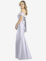 Front View Thumbnail - Silver Dove Off-the-Shoulder Bow-Back Satin Trumpet Gown