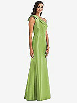 Alt View 2 Thumbnail - Mojito Bow One-Shoulder Satin Trumpet Gown