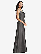 Side View Thumbnail - Caviar Gray Pleated Bodice Open-Back Maxi Dress with Pockets