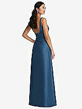 Rear View Thumbnail - Dusk Blue Pleated Bodice Open-Back Maxi Dress with Pockets