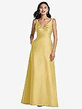 Front View Thumbnail - Maize Pleated Bodice Open-Back Maxi Dress with Pockets