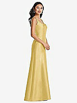 Side View Thumbnail - Maize Pleated Bodice Open-Back Maxi Dress with Pockets