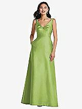 Front View Thumbnail - Mojito Pleated Bodice Open-Back Maxi Dress with Pockets