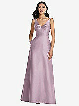 Front View Thumbnail - Suede Rose Pleated Bodice Open-Back Maxi Dress with Pockets