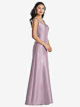 Side View Thumbnail - Suede Rose Pleated Bodice Open-Back Maxi Dress with Pockets