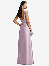 Rear View Thumbnail - Suede Rose Pleated Bodice Open-Back Maxi Dress with Pockets