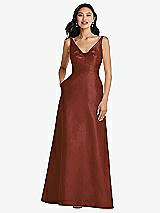 Front View Thumbnail - Auburn Moon Pleated Bodice Open-Back Maxi Dress with Pockets