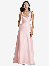 Front View Thumbnail - Ballet Pink Pleated Bodice Open-Back Maxi Dress with Pockets
