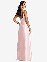 Rear View Thumbnail - Ballet Pink Pleated Bodice Open-Back Maxi Dress with Pockets