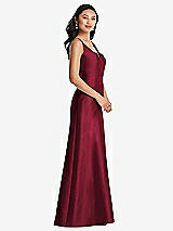 Side View Thumbnail - Burgundy Pleated Bodice Open-Back Maxi Dress with Pockets
