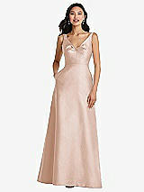 Front View Thumbnail - Cameo Pleated Bodice Open-Back Maxi Dress with Pockets