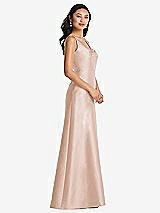 Side View Thumbnail - Cameo Pleated Bodice Open-Back Maxi Dress with Pockets