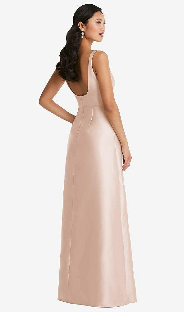 Back View - Cameo Pleated Bodice Open-Back Maxi Dress with Pockets