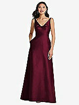 Front View Thumbnail - Cabernet Pleated Bodice Open-Back Maxi Dress with Pockets