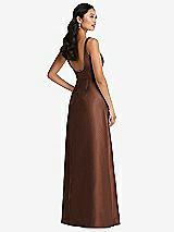 Rear View Thumbnail - Cognac Pleated Bodice Open-Back Maxi Dress with Pockets