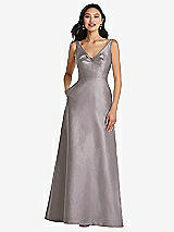 Front View Thumbnail - Cashmere Gray Pleated Bodice Open-Back Maxi Dress with Pockets