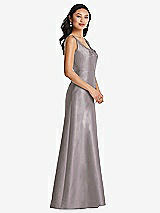 Side View Thumbnail - Cashmere Gray Pleated Bodice Open-Back Maxi Dress with Pockets