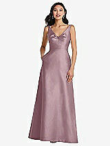 Front View Thumbnail - Dusty Rose Pleated Bodice Open-Back Maxi Dress with Pockets