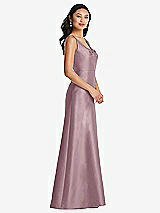 Side View Thumbnail - Dusty Rose Pleated Bodice Open-Back Maxi Dress with Pockets