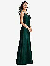 Side View Thumbnail - Evergreen Pleated Bodice Open-Back Maxi Dress with Pockets