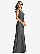 Side View Thumbnail - Gunmetal Pleated Bodice Open-Back Maxi Dress with Pockets