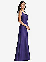 Side View Thumbnail - Grape Pleated Bodice Open-Back Maxi Dress with Pockets