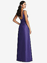 Rear View Thumbnail - Grape Pleated Bodice Open-Back Maxi Dress with Pockets