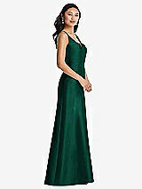 Side View Thumbnail - Hunter Green Pleated Bodice Open-Back Maxi Dress with Pockets