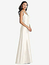 Side View Thumbnail - Ivory Pleated Bodice Open-Back Maxi Dress with Pockets