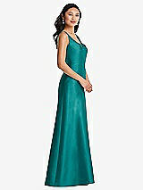 Side View Thumbnail - Jade Pleated Bodice Open-Back Maxi Dress with Pockets