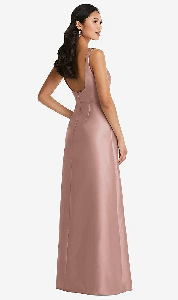 Back View - Neu Nude Pleated Bodice Open-Back Maxi Dress with Pockets