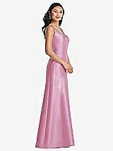 Side View Thumbnail - Powder Pink Pleated Bodice Open-Back Maxi Dress with Pockets