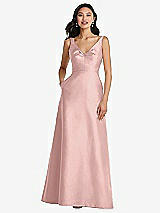 Front View Thumbnail - Rose - PANTONE Rose Quartz Pleated Bodice Open-Back Maxi Dress with Pockets