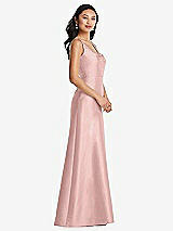 Side View Thumbnail - Rose - PANTONE Rose Quartz Pleated Bodice Open-Back Maxi Dress with Pockets