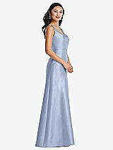 Side View Thumbnail - Sky Blue Pleated Bodice Open-Back Maxi Dress with Pockets