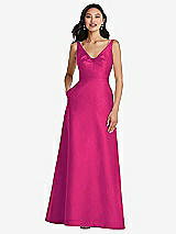 Front View Thumbnail - Think Pink Pleated Bodice Open-Back Maxi Dress with Pockets