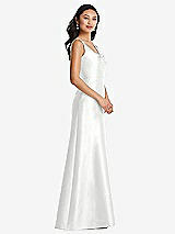 Side View Thumbnail - White Pleated Bodice Open-Back Maxi Dress with Pockets