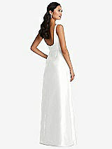 Rear View Thumbnail - White Pleated Bodice Open-Back Maxi Dress with Pockets