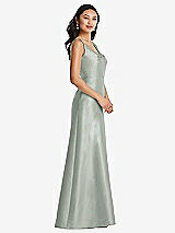 Side View Thumbnail - Willow Green Pleated Bodice Open-Back Maxi Dress with Pockets