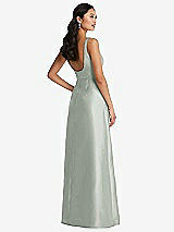 Rear View Thumbnail - Willow Green Pleated Bodice Open-Back Maxi Dress with Pockets