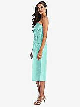 Side View Thumbnail - Coastal Strapless Bow-Waist Pleated Satin Pencil Dress with Pockets