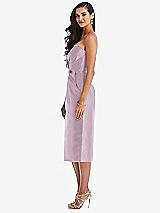 Side View Thumbnail - Suede Rose Strapless Bow-Waist Pleated Satin Pencil Dress with Pockets