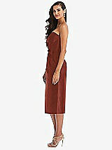Side View Thumbnail - Auburn Moon Strapless Bow-Waist Pleated Satin Pencil Dress with Pockets
