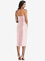 Rear View Thumbnail - Ballet Pink Strapless Bow-Waist Pleated Satin Pencil Dress with Pockets