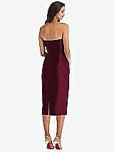 Rear View Thumbnail - Cabernet Strapless Bow-Waist Pleated Satin Pencil Dress with Pockets