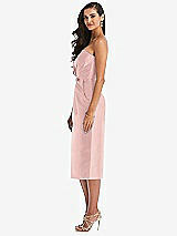 Side View Thumbnail - Rose - PANTONE Rose Quartz Strapless Bow-Waist Pleated Satin Pencil Dress with Pockets