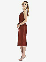 Side View Thumbnail - Auburn Moon Sleeveless Bow-Waist Pleated Satin Pencil Dress with Pockets