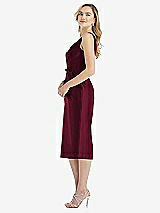 Side View Thumbnail - Cabernet Sleeveless Bow-Waist Pleated Satin Pencil Dress with Pockets