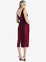 Rear View Thumbnail - Cabernet Sleeveless Bow-Waist Pleated Satin Pencil Dress with Pockets
